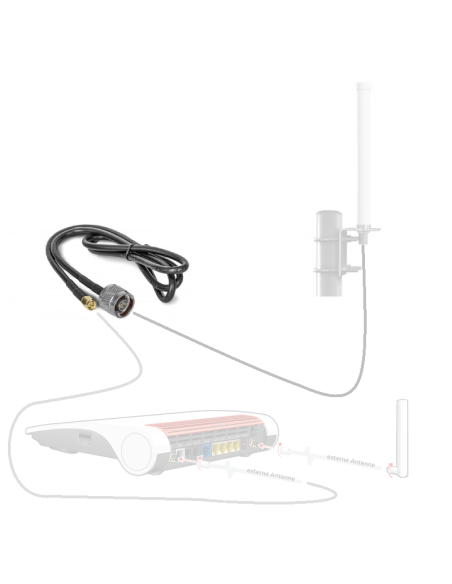 LTE antennekabel 1 meter coax N-Male naar SMA-Male