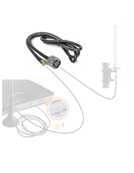 LTE antennekabel 1 meter coax N-Male naar SMA-Male